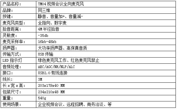 TM04视频会议全向麦克风参数